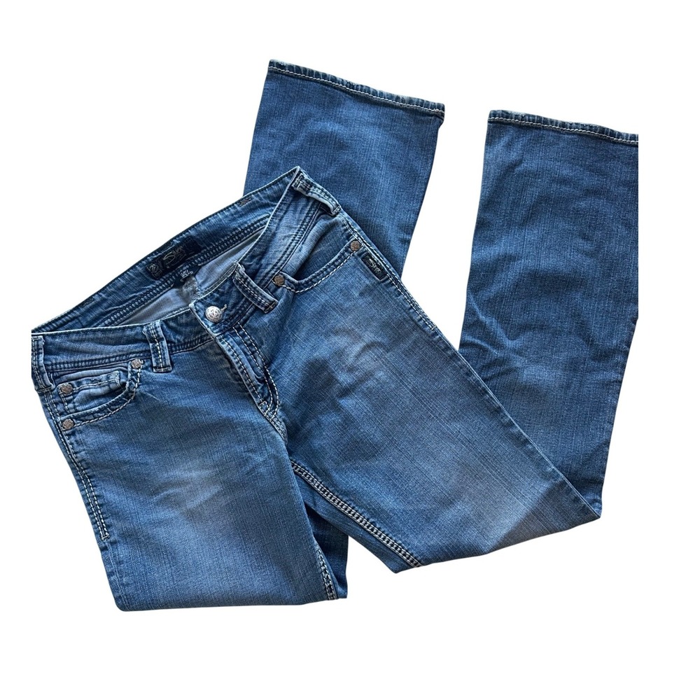 Silver Jeans Co Suki Surplus Mid Rise Curvy Bootcut Jeans Blue W30 L32 Women's